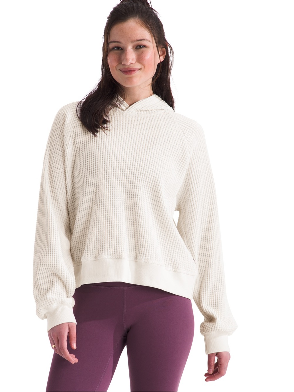 The North Face Women’s “Chabot” Waffle Knit Hooded Pullover in Cream • Size S